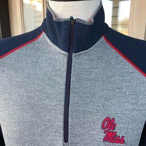 ANTIGUA Men's Gray Heather & Navy 'Ole Miss' Quarter Zip Pull Over - Sz MED